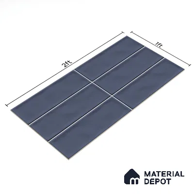 Subway Wall Tile TL 06555 B Messi Blue 2 ft x 1 ft Ceramic Glossy Finish - 8 mm | Suitable for Kitchen & Bathroom | Please Expect a Slight Variation of Pattern (Sample)
