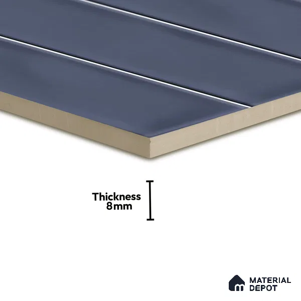 Subway Wall Tile TL 06555 B Messi Blue 2 ft x 1 ft Ceramic Glossy Finish - 8 mm | Suitable for Kitchen & Bathroom | Please Expect a Slight Variation of Pattern (Sample)