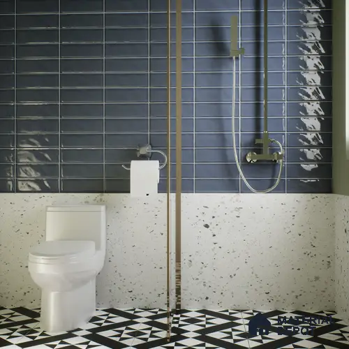 Subway Wall Tile TL 06555 B Messi Blue 2 ft x 1 ft Ceramic Glossy Finish - 8 mm | Suitable for Kitchen & Bathroom | Please Expect a Slight Variation of Pattern