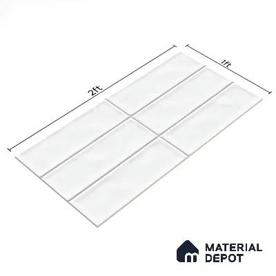 Subway Wall Tile TL 06555 C Messi Grey Line 2 ft x 1 ft Ceramic Glossy Finish - 8 mm | Suitable for Kitchen & Bathroom | Please Expect a Slight Variation of Pattern (Sample)