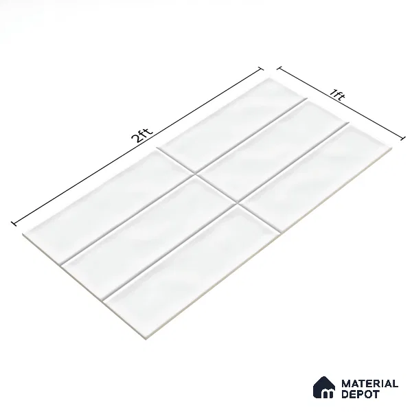 Subway Wall Tile TL 06555 C Messi Grey Line 2 ft x 1 ft Ceramic Glossy Finish - 8 mm | Suitable for Kitchen & Bathroom | Please Expect a Slight Variation of Pattern (Sample)