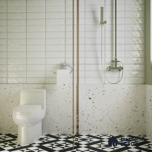 Subway Wall Tile TL 06555 C Messi Grey Line 2 ft x 1 ft Ceramic Glossy Finish - 8 mm | Suitable for Kitchen & Bathroom | Please Expect a Slight Variation of Pattern