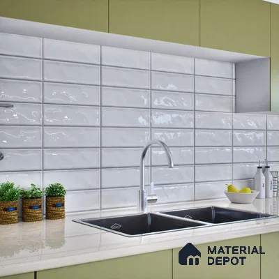 Subway Wall Tile TL 06555 C Messi Grey Line 2 ft x 1 ft Ceramic Glossy Finish - 8 mm | Suitable for Kitchen & Bathroom | Please Expect a Slight Variation of Pattern (Sample)