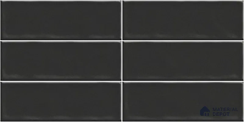 Subway Wall Tile TL 06555 D Messi Black 2 ft x 1 ft Ceramic Glossy Finish - 8 mm | Suitable for Kitchen & Bathroom | Please Expect a Slight Variation of Pattern