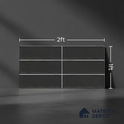 Subway Wall Tile TL 06555 D Messi Black 2 ft x 1 ft Ceramic Glossy Finish - 8 mm | Suitable for Kitchen & Bathroom | Please Expect a Slight Variation of Pattern