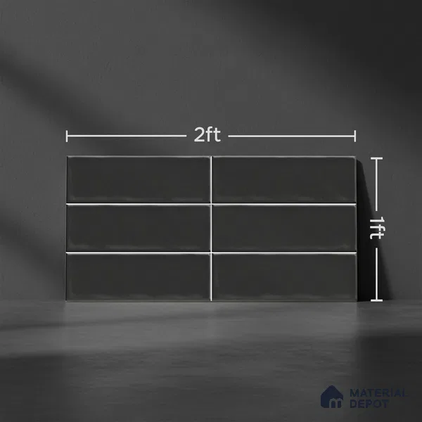 Subway Wall Tile TL 06555 D Messi Black 2 ft x 1 ft Ceramic Glossy Finish - 8 mm | Suitable for Kitchen & Bathroom | Please Expect a Slight Variation of Pattern