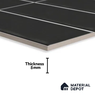 Subway Wall Tile TL 06555 D Messi Black 2 ft x 1 ft Ceramic Glossy Finish - 8 mm | Suitable for Kitchen & Bathroom | Please Expect a Slight Variation of Pattern
