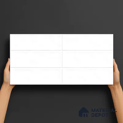 Subway Wall Tile TL 06555 E Messi Super White 2 ft x 1 ft Ceramic Glossy Finish - 8 mm | Suitable for Kitchen & Bathroom | Please Expect a Slight Variation of Pattern