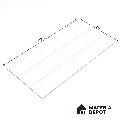 Subway Wall Tile TL 06555 E Messi Super White 2 ft x 1 ft Ceramic Glossy Finish - 8 mm | Suitable for Kitchen & Bathroom | Please Expect a Slight Variation of Pattern