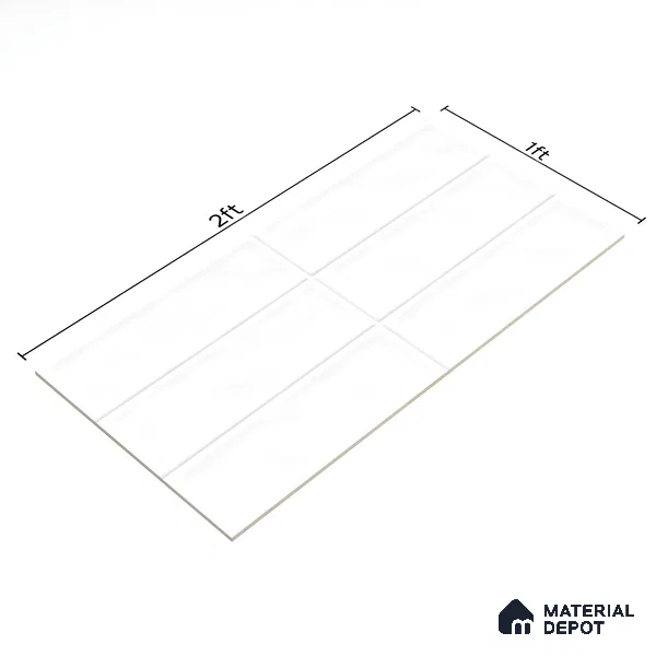 Subway Wall Tile TL 06555 E Messi Super White 2 ft x 1 ft Ceramic Glossy Finish - 8 mm | Suitable for Kitchen & Bathroom | Please Expect a Slight Variation of Pattern