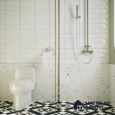 Subway Wall Tile TL 06555 E Messi Super White 2 ft x 1 ft Ceramic Glossy Finish - 8 mm | Suitable for Kitchen & Bathroom | Please Expect a Slight Variation of Pattern