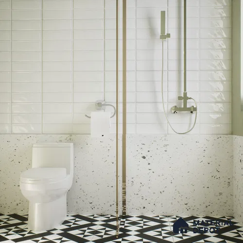 Subway Wall Tile TL 06555 E Messi Super White 2 ft x 1 ft Ceramic Glossy Finish - 8 mm | Suitable for Kitchen & Bathroom | Please Expect a Slight Variation of Pattern