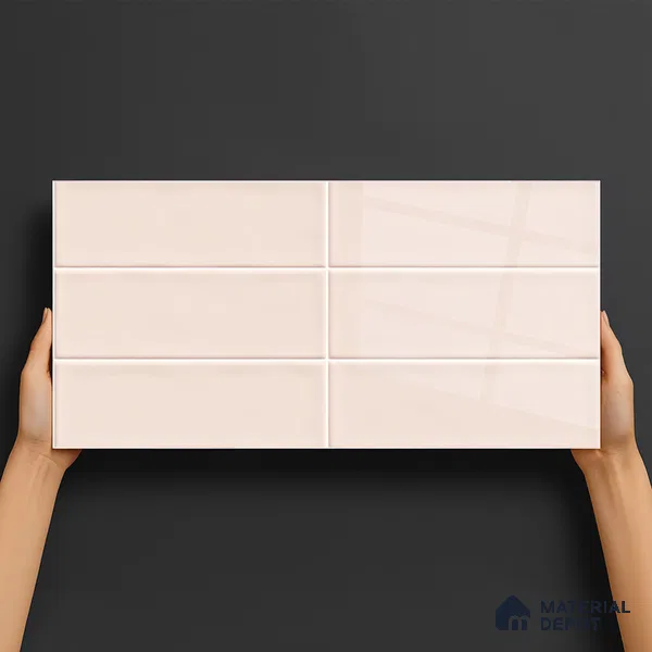 Subway Wall Tile TL 06555 F Messi Pink 2 ft x 1 ft Ceramic Glossy Finish - 8 mm | Suitable for Kitchen & Bathroom | Please Expect a Slight Variation of Pattern (Sample)