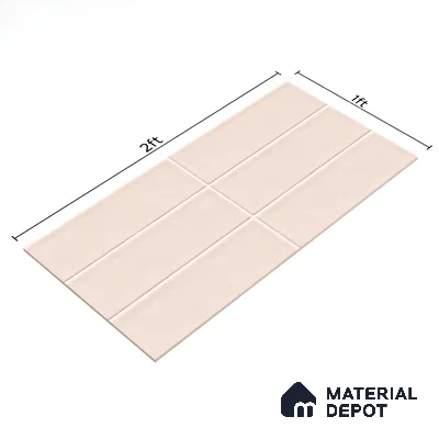 Subway Wall Tile TL 06555 F Messi Pink 2 ft x 1 ft Ceramic Glossy Finish - 8 mm | Suitable for Kitchen & Bathroom | Please Expect a Slight Variation of Pattern (Sample)