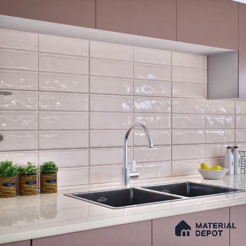Subway Wall Tile TL 06555 F Messi Pink 2 ft x 1 ft Ceramic Glossy Finish - 8 mm | Suitable for Living Room, Kitchen & Bathroom | Image 07