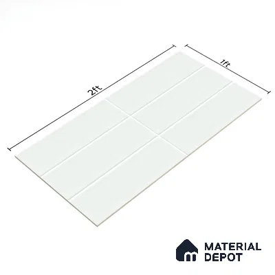 Subway Wall Tile TL 06555 Messi Mint 2 ft x 1 ft Ceramic Glossy Finish - 8 mm | Suitable for Kitchen & Bathroom | Please Expect a Slight Variation of Pattern