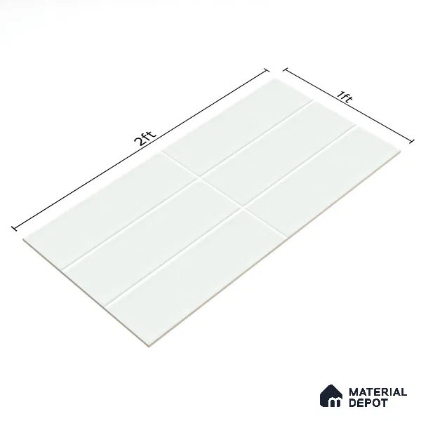 Subway Wall Tile TL 06555 Messi Mint 2 ft x 1 ft Ceramic Glossy Finish - 8 mm | Suitable for Kitchen & Bathroom | Please Expect a Slight Variation of Pattern