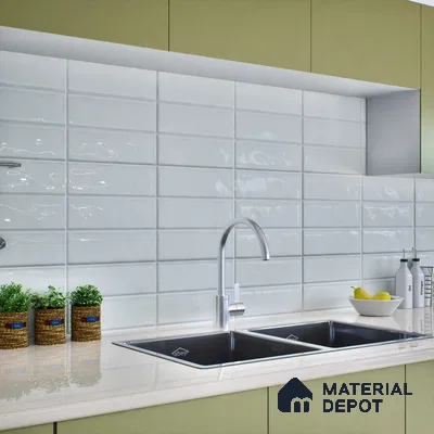 Subway Wall Tile TL 06555 Messi Mint 2 ft x 1 ft Ceramic Glossy Finish - 8 mm | Suitable for Kitchen & Bathroom | Please Expect a Slight Variation of Pattern