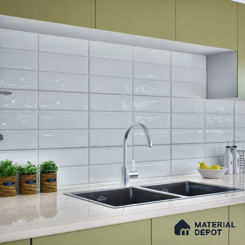 Subway Wall Tile TL 06555 Messi Mint 2 ft x 1 ft Ceramic Glossy Finish - 8 mm | Suitable for Kitchen & Bathroom | Please Expect a Slight Variation of Pattern