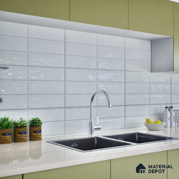 Subway Wall Tile TL 06555 Messi Mint 2 ft x 1 ft Ceramic Glossy Finish - 8 mm | Suitable for Kitchen & Bathroom | Please Expect a Slight Variation of Pattern