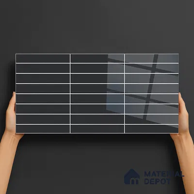 Subway Wall Tile TL 06564 B Wuxi Black 2 ft x 1 ft Ceramic Glossy Finish - 8 mm | Suitable for Kitchen & Bathroom | Please Expect a Slight Variation of Pattern (Sample)