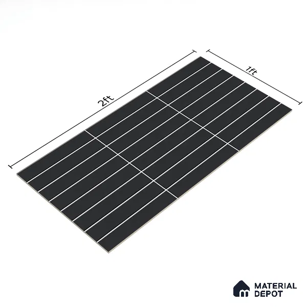 Subway Wall Tile TL 06564 B Wuxi Black 2 ft x 1 ft Ceramic Glossy Finish - 8 mm | Suitable for Kitchen & Bathroom | Please Expect a Slight Variation of Pattern (Sample)