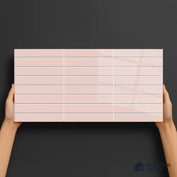 Subway Wall Tile TL 06564 C Wuxi Pink 2 ft x 1 ft Ceramic Glossy Finish - 8 mm | Suitable for Kitchen & Bathroom | Please Expect a Slight Variation of Pattern