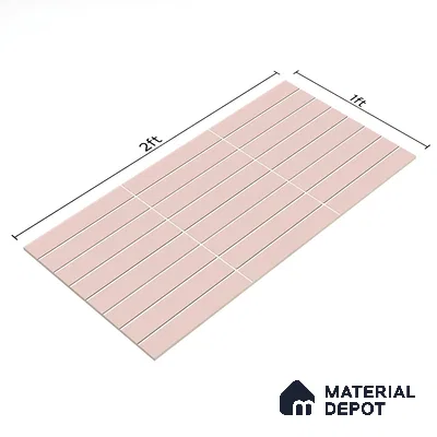 Subway Wall Tile TL 06564 C Wuxi Pink 2 ft x 1 ft Ceramic Glossy Finish - 8 mm | Suitable for Kitchen & Bathroom | Please Expect a Slight Variation of Pattern