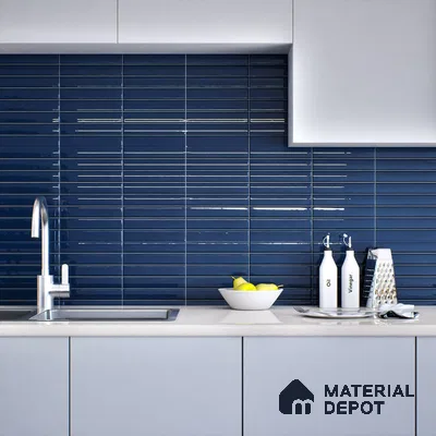 Subway Wall Tile TL 06564 D Wuxi Blue 2 ft x 1 ft Ceramic Glossy Finish - 8 mm | Suitable for Kitchen & Bathroom | Please Expect a Slight Variation of Pattern