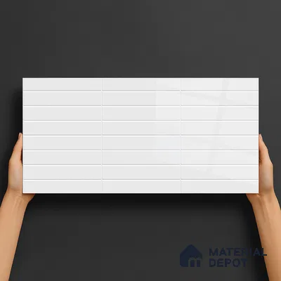 Subway Wall Tile TL 06564 E Wuxi White 2 ft x 1 ft Ceramic Glossy Finish - 8 mm | Suitable for Kitchen & Bathroom | Please Expect a Slight Variation of Pattern (Sample)