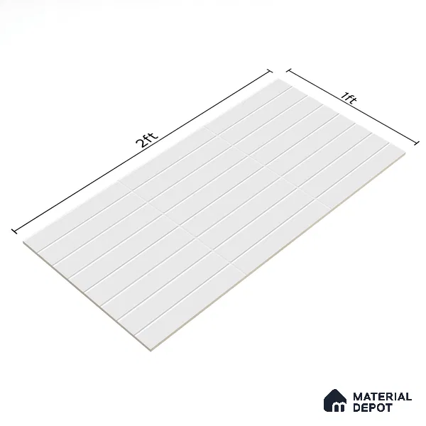 Subway Wall Tile TL 06564 E Wuxi White 2 ft x 1 ft Ceramic Glossy Finish - 8 mm | Suitable for Kitchen & Bathroom | Please Expect a Slight Variation of Pattern (Sample)