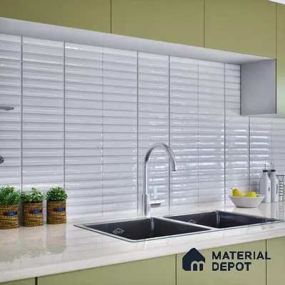Subway Wall Tile TL 06564 E Wuxi White 2 ft x 1 ft Ceramic Glossy Finish - 8 mm | Suitable for Kitchen & Bathroom | Please Expect a Slight Variation of Pattern (Sample)