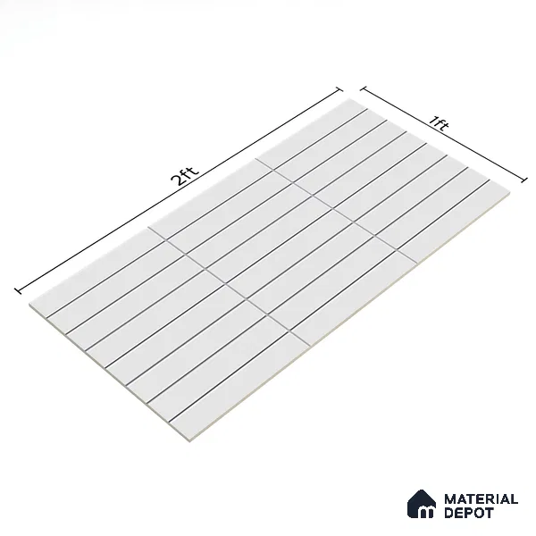 Subway Wall Tile TL 06564 F Wuxi Grey Line 2 ft x 1 ft Ceramic Glossy Finish - 8 mm | Suitable for Kitchen & Bathroom | Please Expect a Slight Variation of Pattern (Sample)