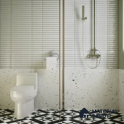 Subway Wall Tile TL 06564 F Wuxi Grey Line 2 ft x 1 ft Ceramic Glossy Finish - 8 mm | Suitable for Kitchen & Bathroom | Please Expect a Slight Variation of Pattern (Sample)