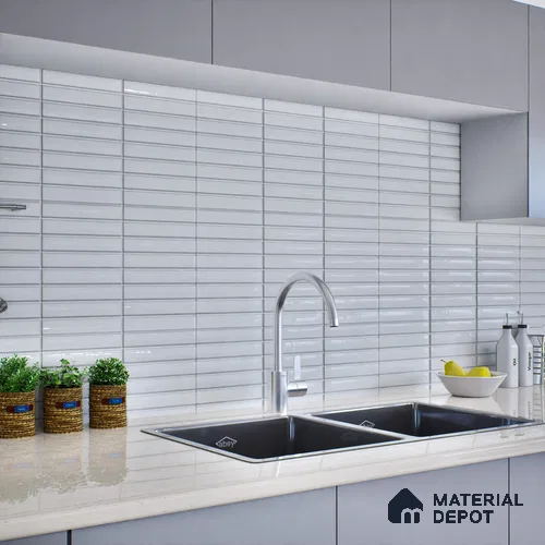 Subway Wall Tile TL 06564 Wuxi Mint 2 ft x 1 ft Ceramic Glossy Finish - 8 mm | Suitable for Kitchen & Bathroom | Please Expect a Slight Variation of Pattern