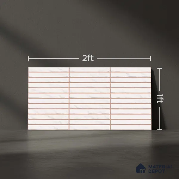 Subway Wall Tile TL 06524 Zuliya White 2 ft x 1 ft Ceramic Matte Finish - 8 mm | Suitable for Kitchen & Bathroom | Please Expect a Slight Variation of Pattern