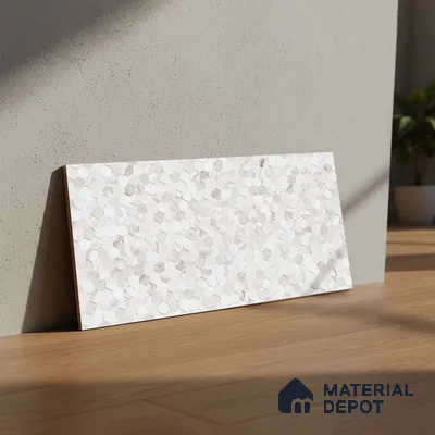 Patterned Wall Tile TL 06545 B Globe Matt White Honey 2 ft x 1 ft Ceramic Matte Finish - 8 mm | Suitable for Living Room, Kitchen & Bathroom | Please Expect a Slight Variation of Pattern (Sample)
