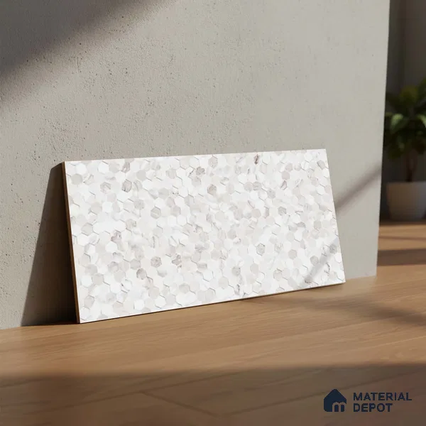 Patterned Wall Tile TL 06545 B Globe Matt White Honey 2 ft x 1 ft Ceramic Matte Finish - 8 mm | Suitable for Living Room, Kitchen & Bathroom | Please Expect a Slight Variation of Pattern (Sample)