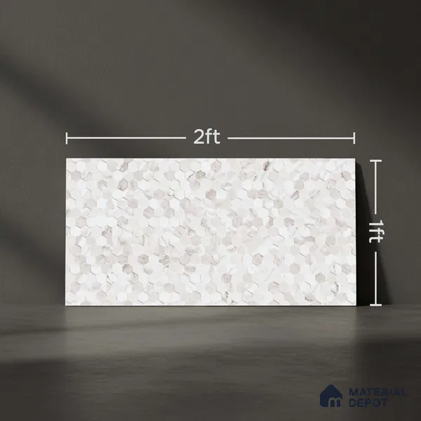 Patterned Wall Tile TL 06545 B Globe Matt White Honey 2 ft x 1 ft Ceramic Matte Finish - 8 mm | Suitable for Living Room, Kitchen & Bathroom | Please Expect a Slight Variation of Pattern (Sample)