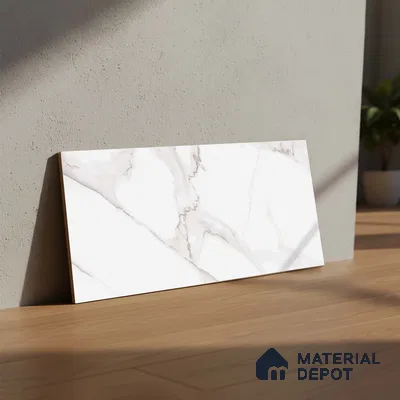 Marble Wall Tile TL 06545 C Globe Matt White 2 ft x 1 ft Ceramic Matte Finish - 8 mm | Suitable for Living Room, Kitchen & Bathroom