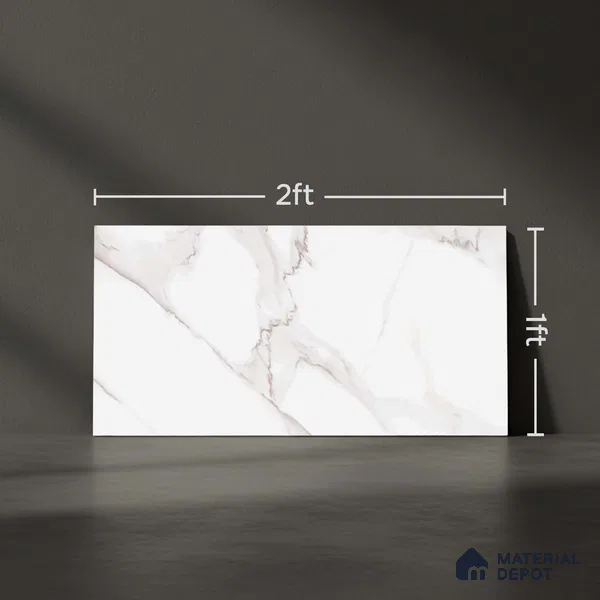 Marble Wall Tile TL 06545 C Globe Matt White 2 ft x 1 ft Ceramic Matte Finish - 8 mm | Suitable for Living Room, Kitchen & Bathroom
