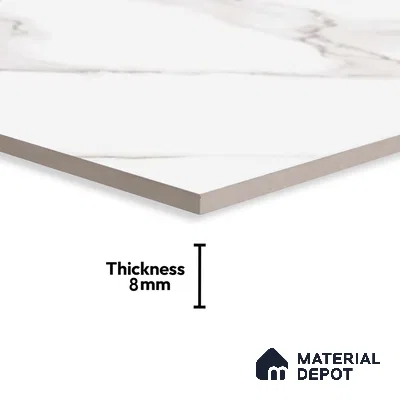 Marble Wall Tile TL 06545 C Globe Matt White 2 ft x 1 ft Ceramic Matte Finish - 8 mm | Suitable for Living Room, Kitchen & Bathroom