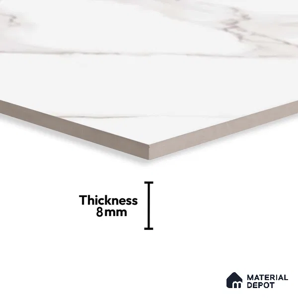 Marble Wall Tile TL 06545 C Globe Matt White 2 ft x 1 ft Ceramic Matte Finish - 8 mm | Suitable for Living Room, Kitchen & Bathroom