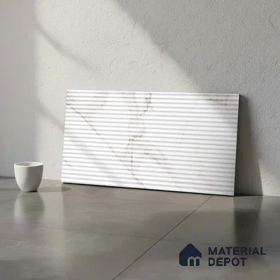 Highlighter Wall Tile TL 06545 Globe Matt White Small Liner 2 ft x 1 ft Ceramic Matte Finish - 8 mm | Suitable for Living Room, Kitchen & Bathroom (Sample)