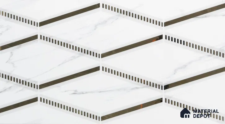 Glass Highligter Wall Tile TL 00261 Marble Prism 2 ft x 1 ft Glossy Finish Ceramic Tile - 9 mm | Suitable For Bathroom, Kitchen Backsplashes