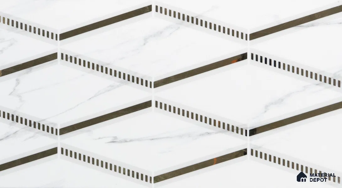 Glass Highligter Wall Tile TL 00261 Marble Prism 2 ft x 1 ft Glossy Finish Ceramic Tile - 9 mm | Suitable For Bathroom, Kitchen Backsplashes