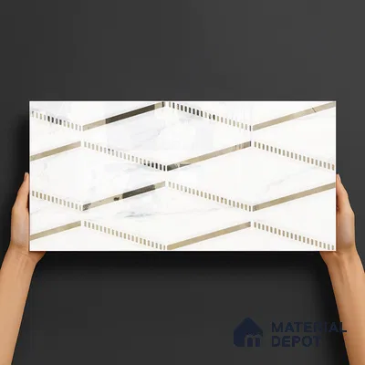 Glass Highligter Wall Tile TL 00261 Marble Prism 2 ft x 1 ft Glossy Finish Ceramic Tile - 9 mm | Suitable For Bathroom, Kitchen Backsplashes