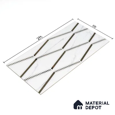 Glass Highligter Wall Tile TL 00261 Marble Prism 2 ft x 1 ft Glossy Finish Ceramic Tile - 9 mm | Suitable For Bathroom, Kitchen Backsplashes