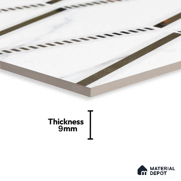 Glass Highligter Wall Tile TL 00261 Marble Prism 2 ft x 1 ft Glossy Finish Ceramic Tile - 9 mm | Suitable For Bathroom, Kitchen Backsplashes