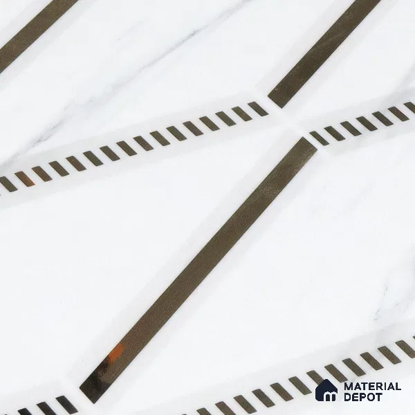 Glass Highligter Wall Tile TL 00261 Marble Prism 2 ft x 1 ft Glossy Finish Ceramic Tile - 9 mm | Suitable For Bathroom, Kitchen Backsplashes